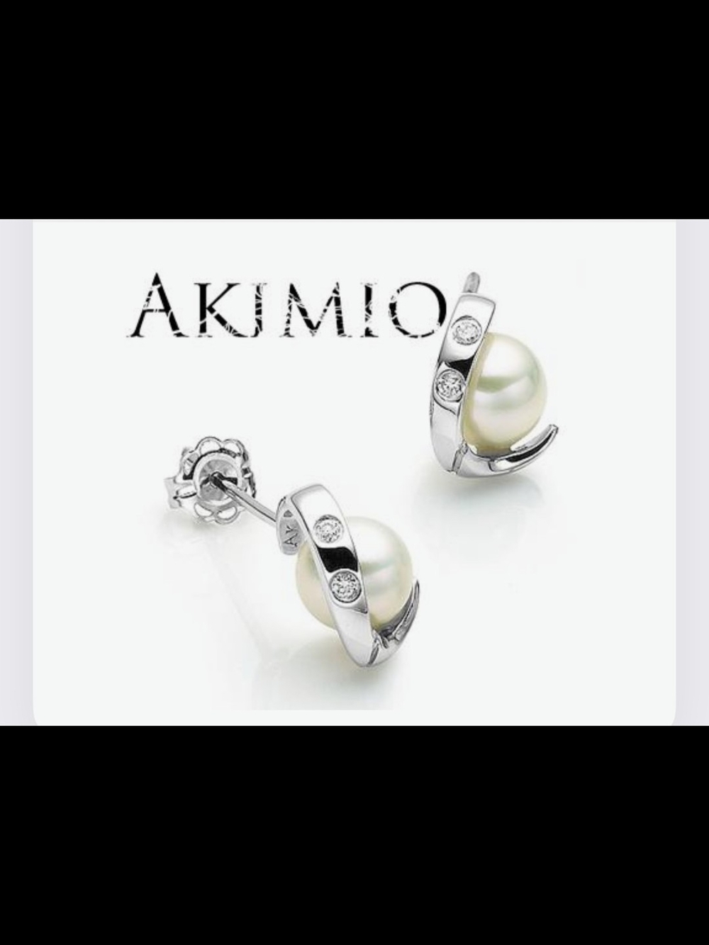 White Pearl and Diamonds Silver Stud Earrings